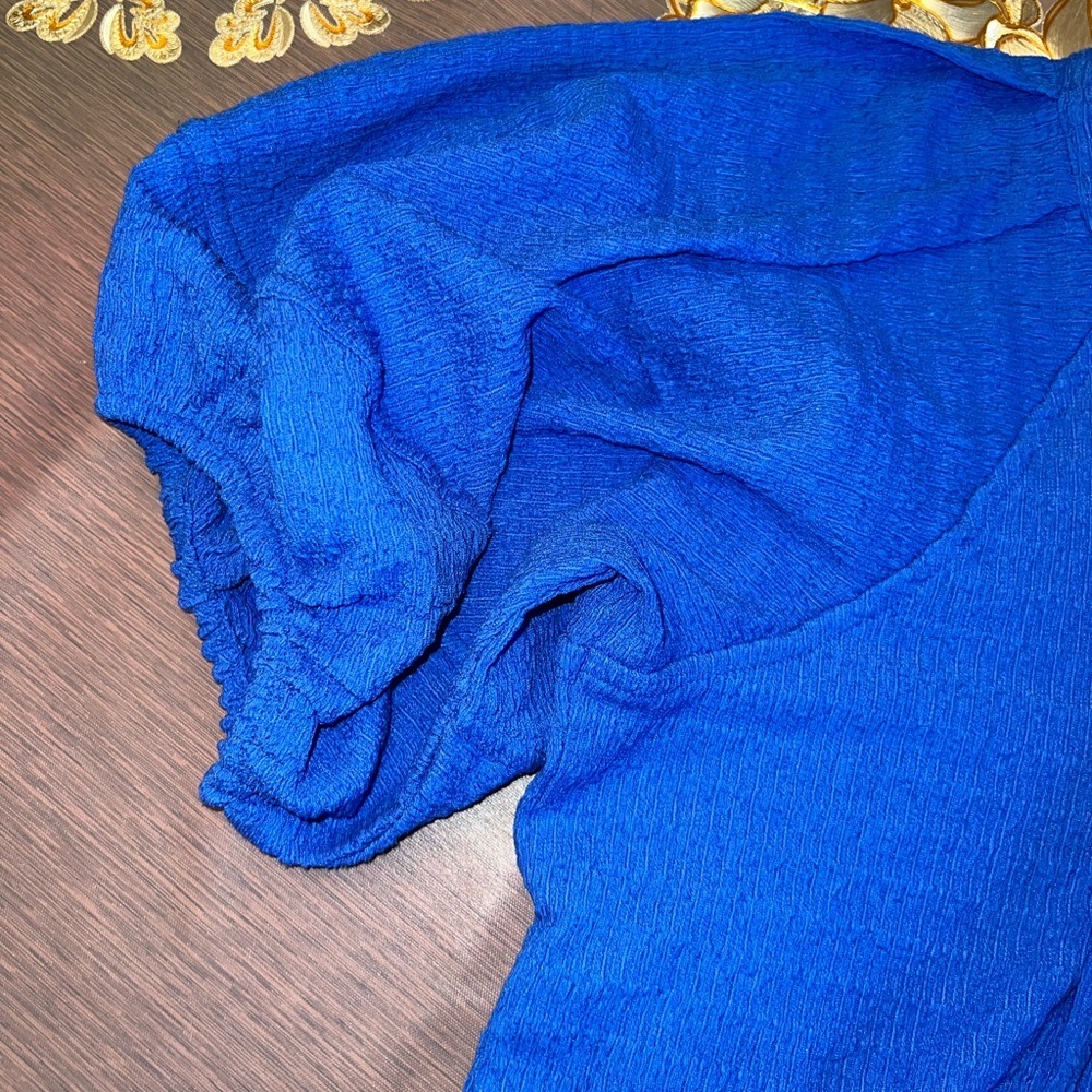 LOFT Cobalt Blue Puff Sleeve Blouse - Picture 4 of 6